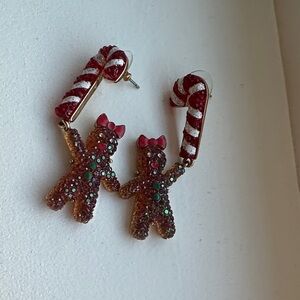 Festive Gingerbread Man dangling Earrings Crystal